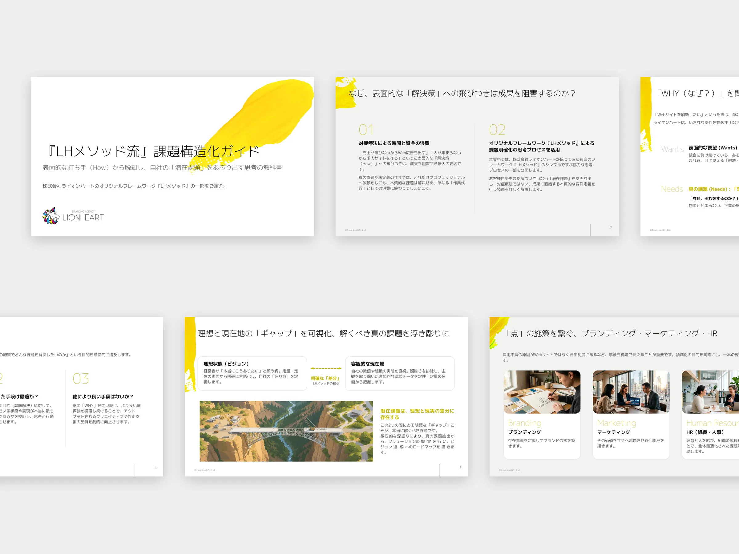 「LHメソッド流・課題構造化ガイド」資料スライド一式のコラージュ