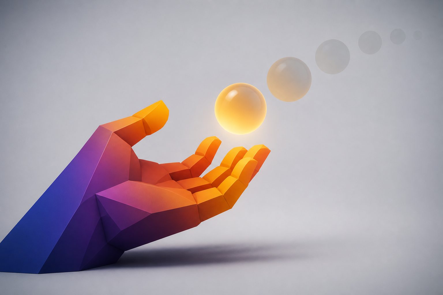 権限委譲によって情報が見えなくなる様子を象徴した抽象的な3Dイラスト